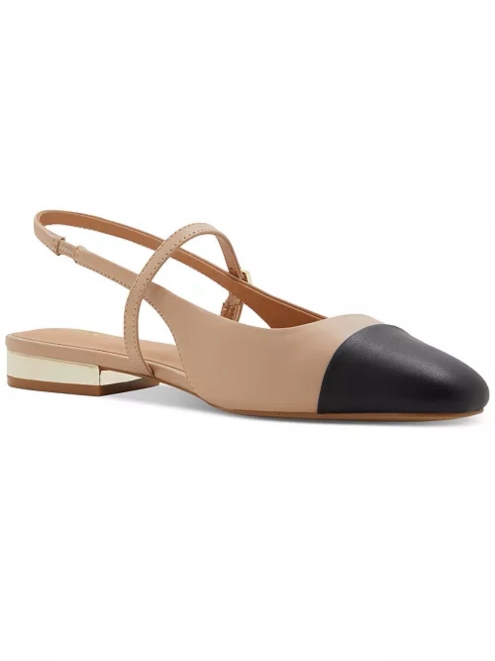 ALDO Nude Black Cap Toe Slingback Flats Women’s US 8 EU 38.5
